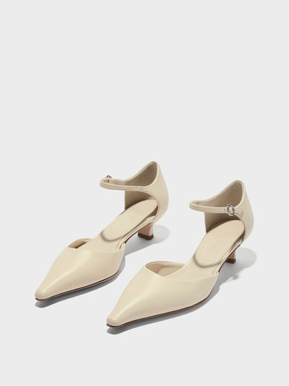 Aeyde | Tillie Leather Pumps for Women | Creamy Nappa | Pointed Toe | Mid Heel | Luxury Materials | Handmade in Italy