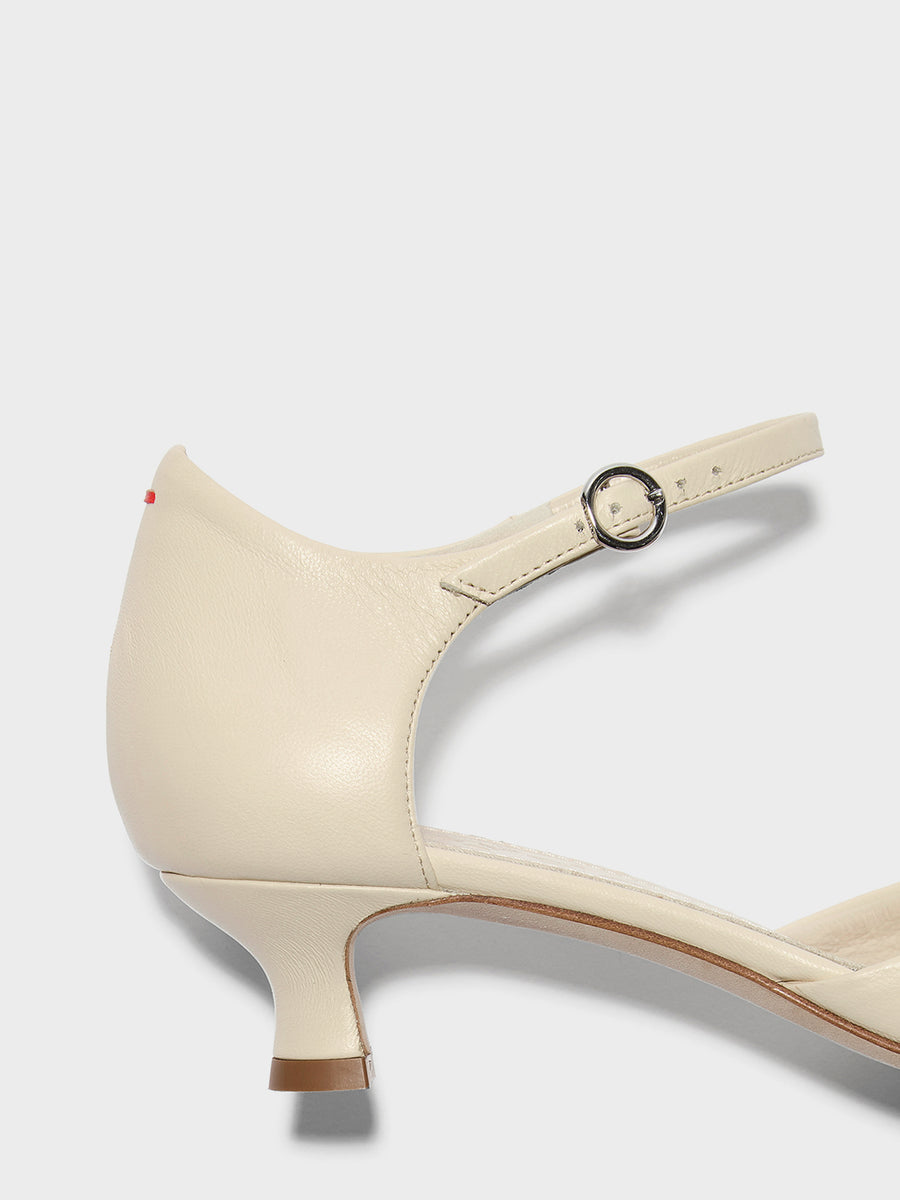 Aeyde | Tillie Leather Pumps for Women | Creamy Nappa | Pointed Toe | Mid Heel | Heel Details