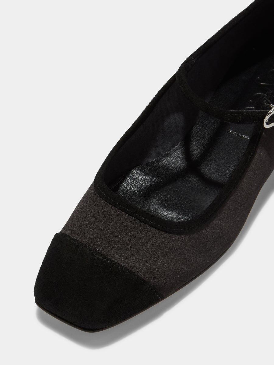 Uma Satin Toe-Cap Mary-Jane Flats