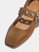 Uma Eyelet Grosgrain Mary-Janes Flats - Image 3