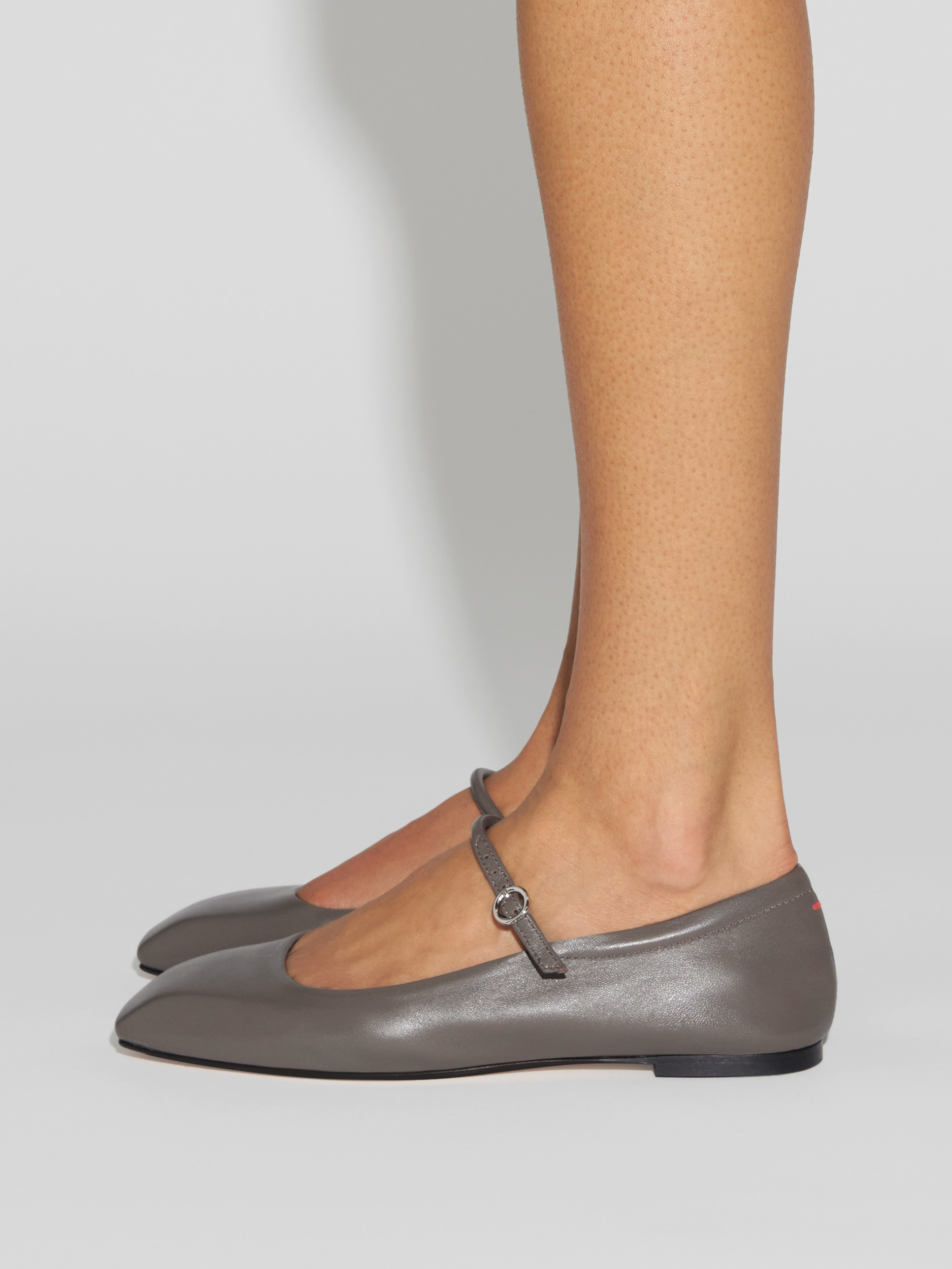 Aeyde | Uma Mary-Jane Flats Leather Flats for Women | Taupe Nappa | Square Toe | Flat Heel | How to Style