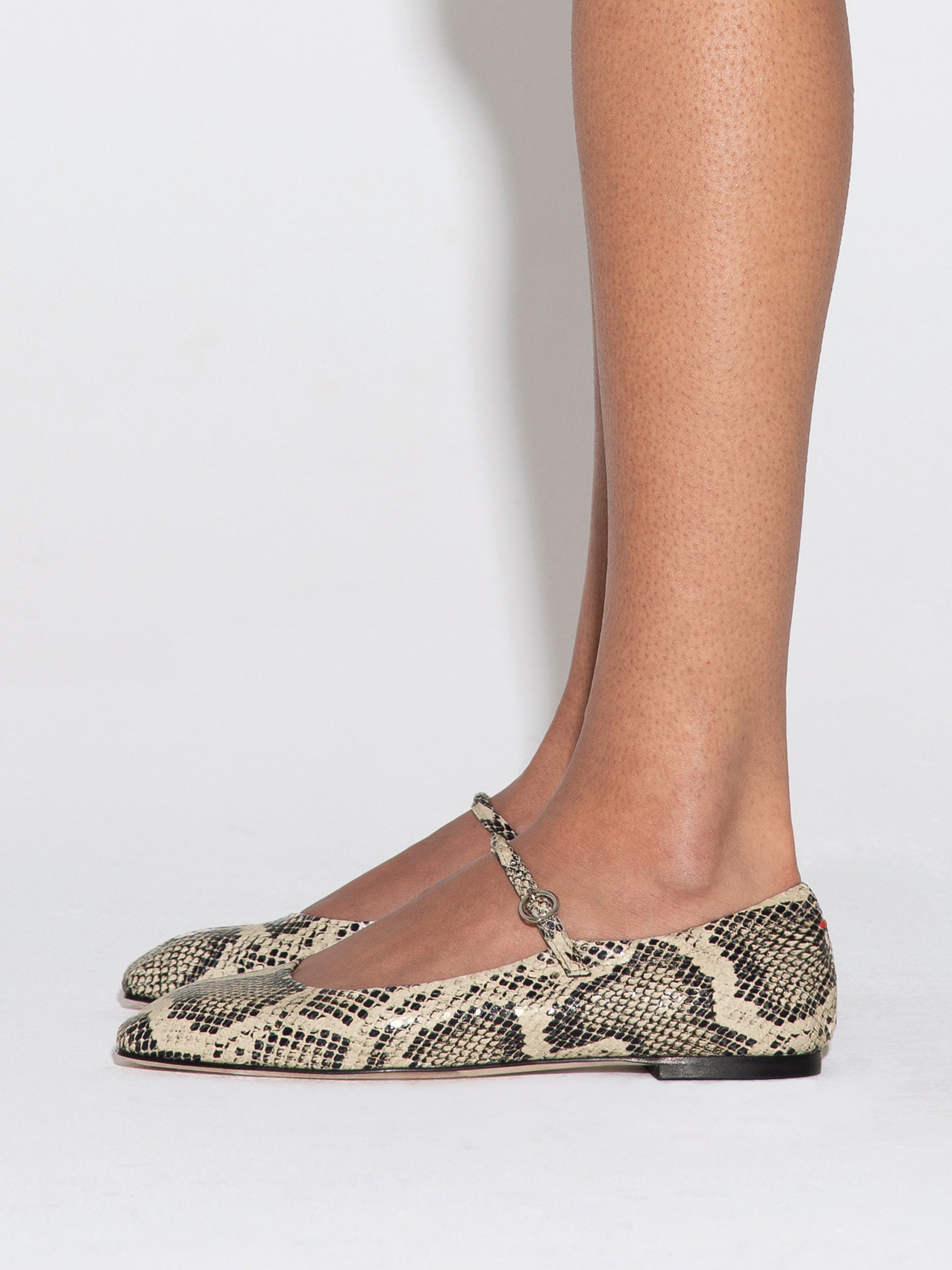 Aeyde | Uma Leather Flats for Women | Creamy Snake | Square Toe | Flat Heel | How to Style