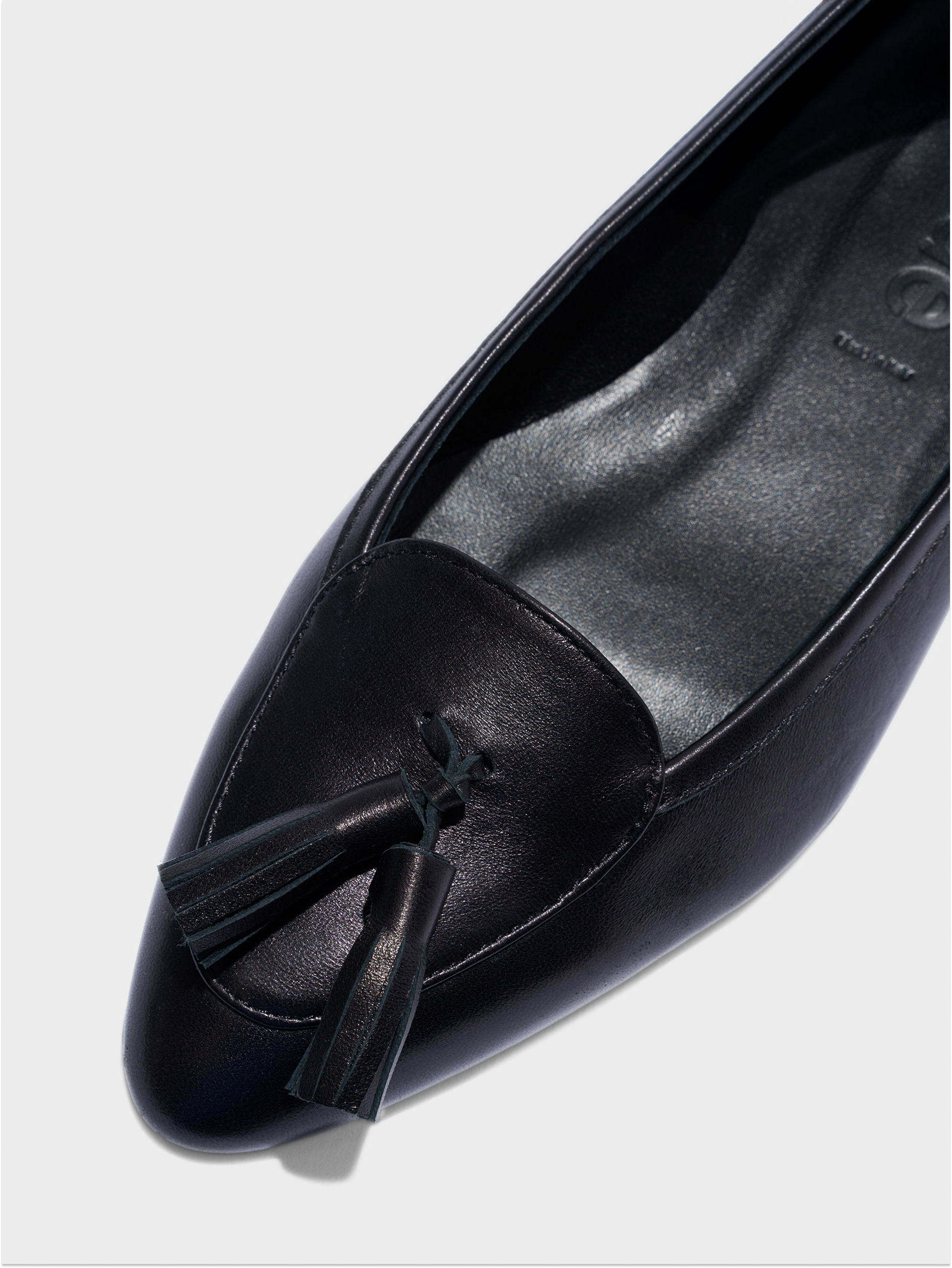 Aeyde | Valentine Tassel Pumps Leather Pumps for Women | Black Nappa | Round Toe | Low Heel | Heel Details