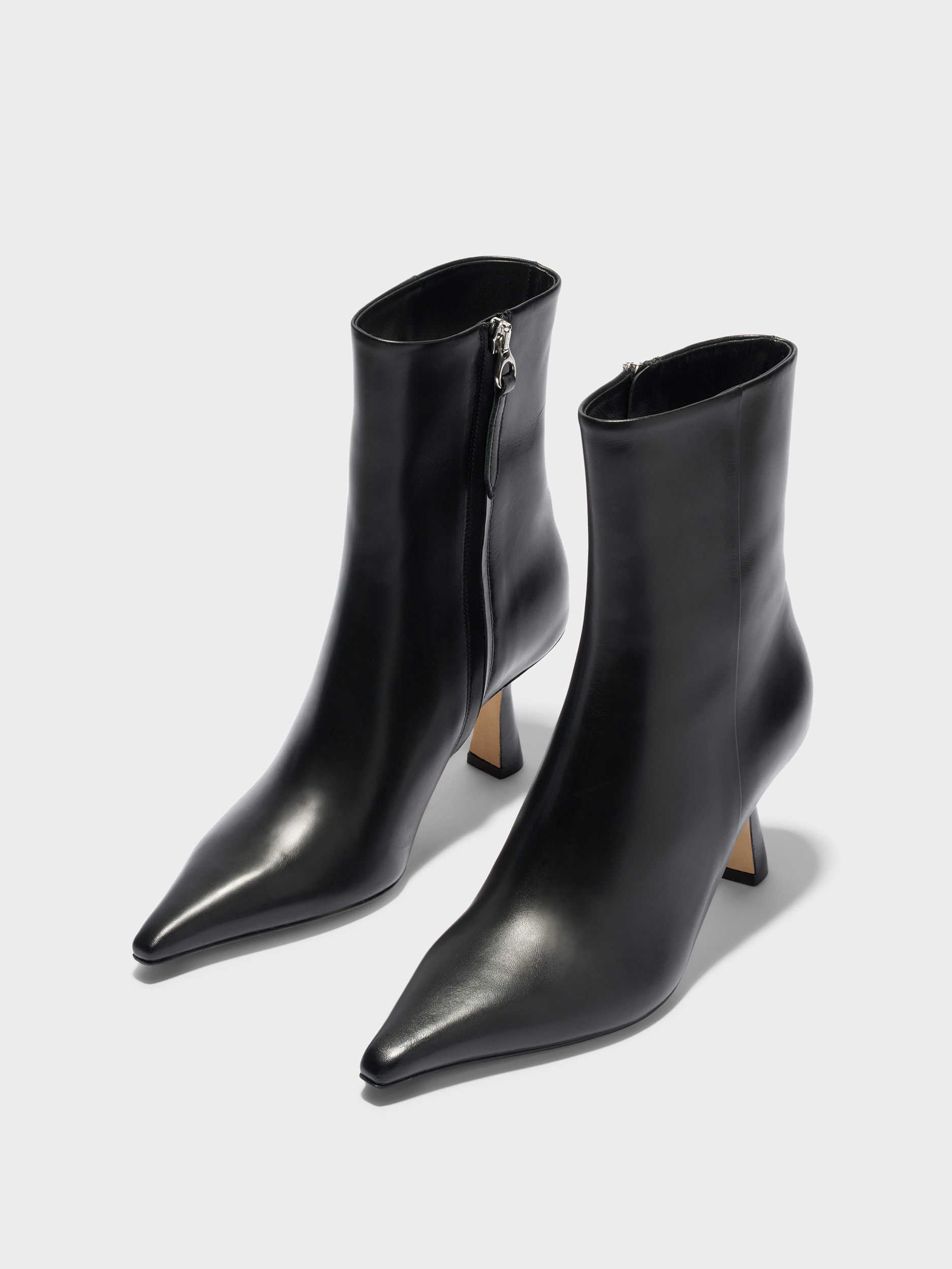Aeyde | Vivi Leather Ankle Boots Leather Ankle Boots for Women | Black Calf | Pointed Toe | High Heel | Luxury Materials | Handmade in Italy