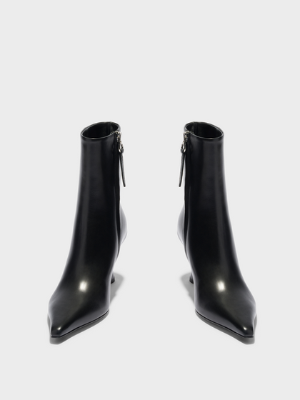 Aeyde | Vivi Leather Ankle Boots Leather Ankle Boots for Women | Black Calf | Pointed Toe | High Heel | Front View