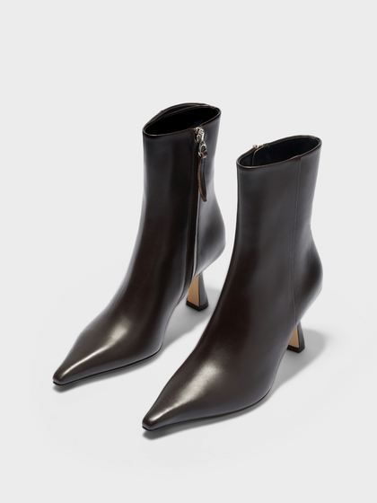 Aeyde | Vivi Leather Ankle Boots Leather Ankle Boots for Women | Moka Calf | Pointed Toe | High Heel | Luxury Materials | Handmade in Italy