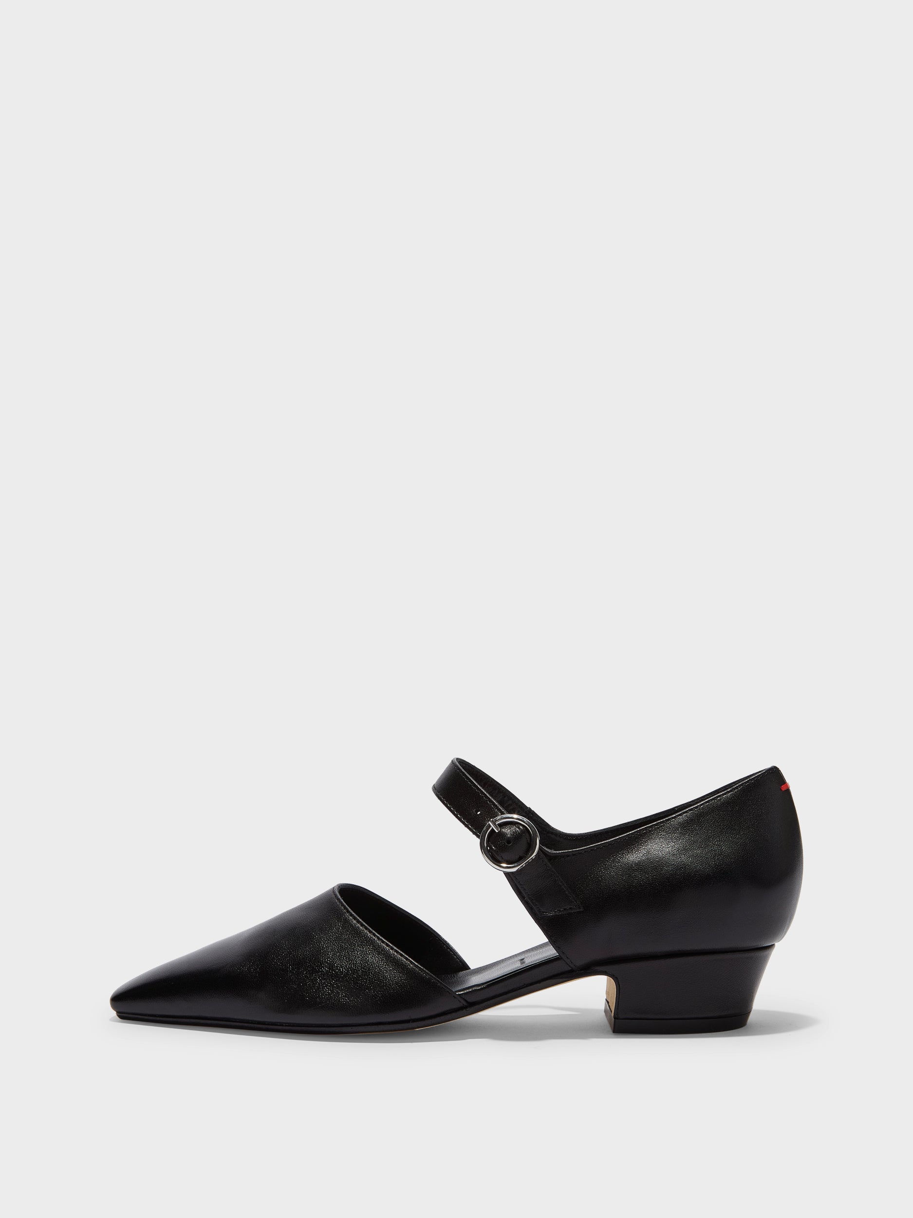Aeyde | Yara Leather Pumps for Women | Black Nappa | Square Toe | Mid Heel | Side View