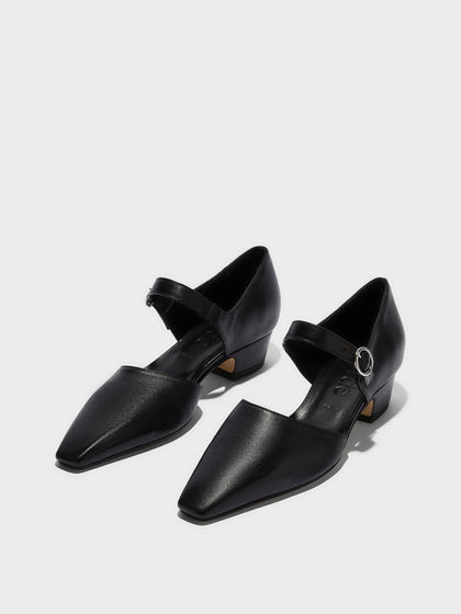 Aeyde | Yara Leather Pumps for Women | Black Nappa | Square Toe | Mid Heel | Luxury Materials | Handmade in Italy
