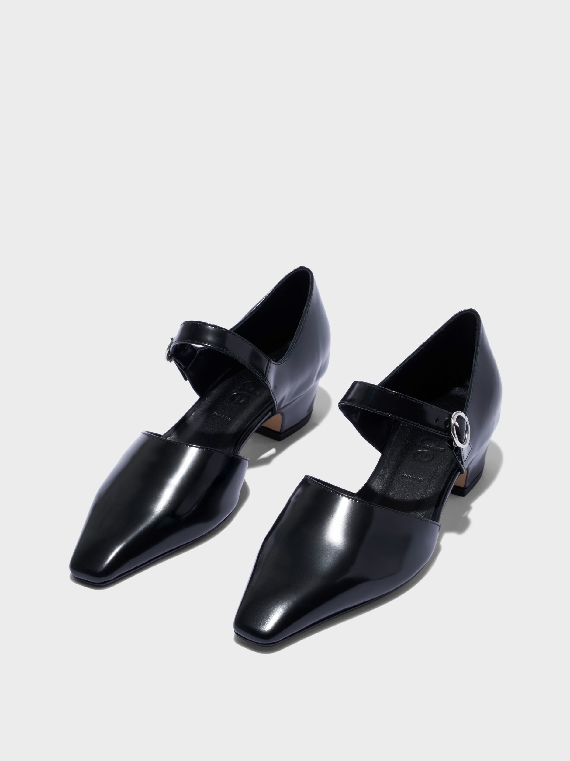 Aeyde | Yara Polido Leather Pumps Leather Pumps for Women | Black Polido | Square Toe | Low Heel | Luxury Materials | Handmade in Italy