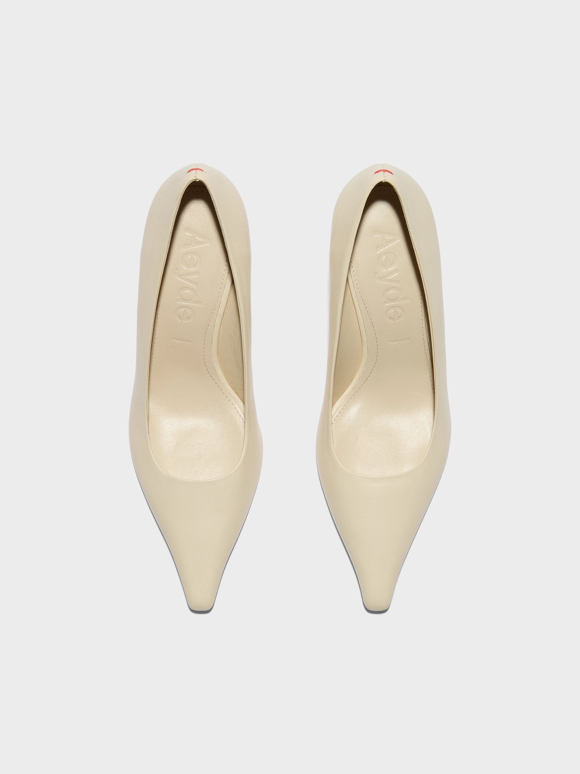 Aeyde | Zandra Leather Pumps for Women | Creamy Nappa | Pointed Toe | High Heel | Front View