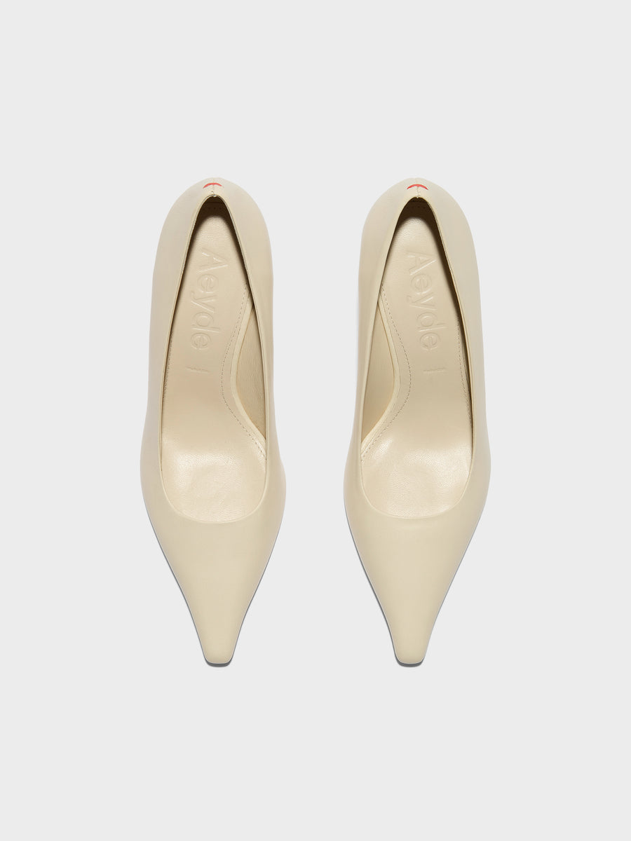 Aeyde | Zandra Leather Pumps for Women | Creamy Nappa | Pointed Toe | High Heel | Front View