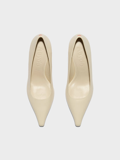 Aeyde | Zandra Leather Pumps for Women | Creamy Nappa | Pointed Toe | High Heel | Front View