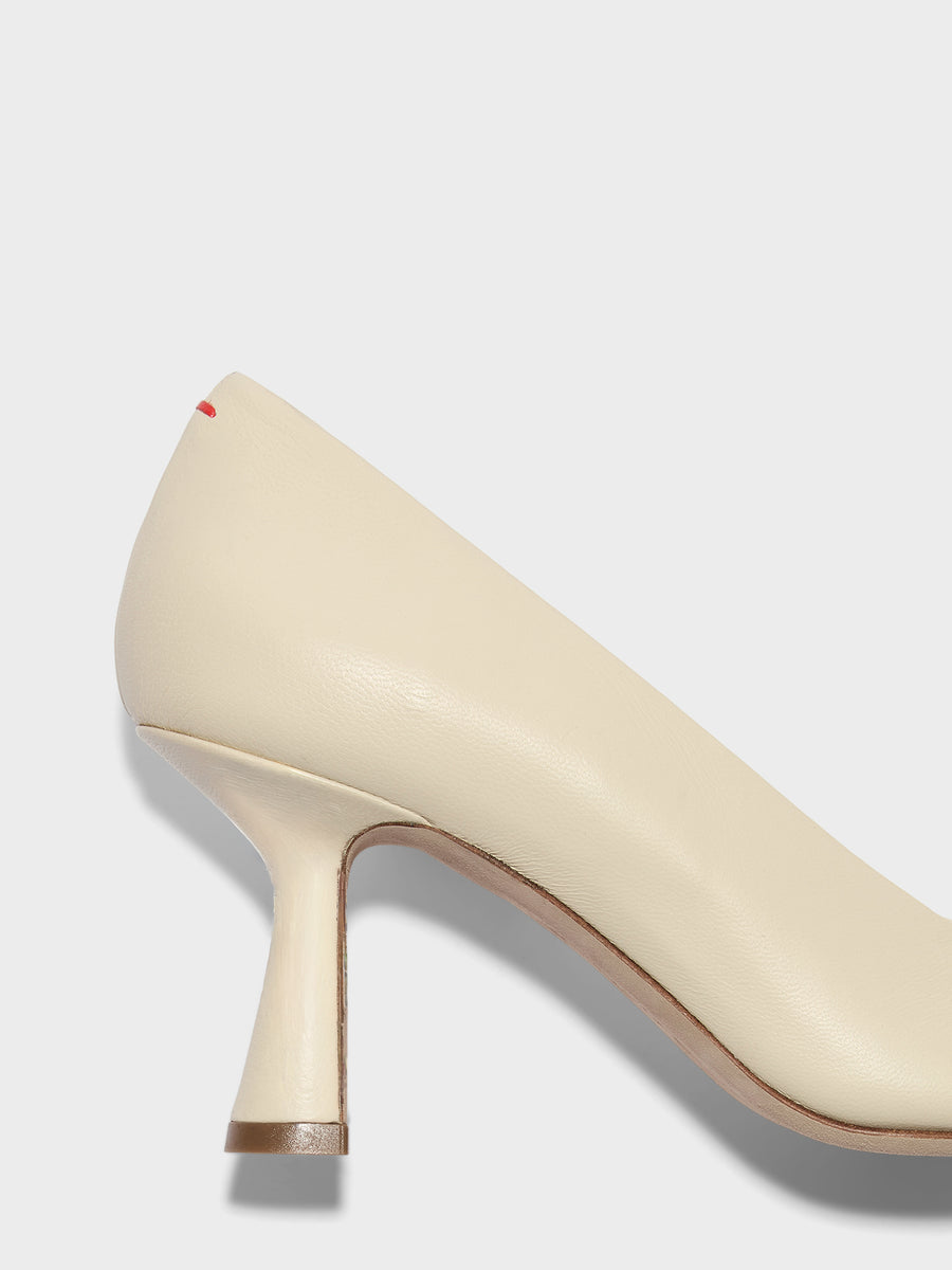 Aeyde | Zandra Leather Pumps for Women | Creamy Nappa | Pointed Toe | High Heel | Heel Details