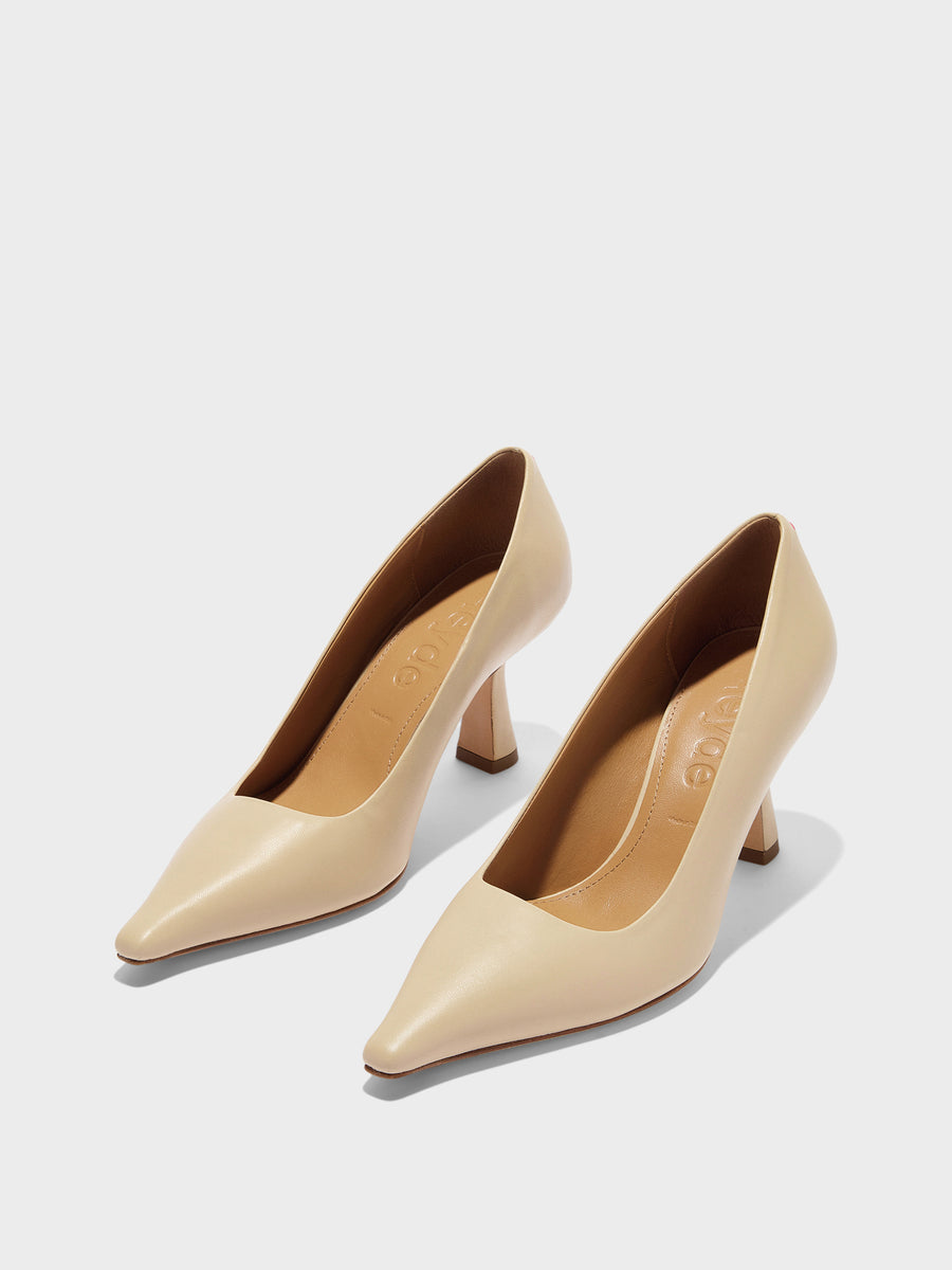 Aeyde | Zandra Leather Pumps for Women | Sand Nappa | Pointed Toe | High Heel | Luxury Materials | Handmade in Italy