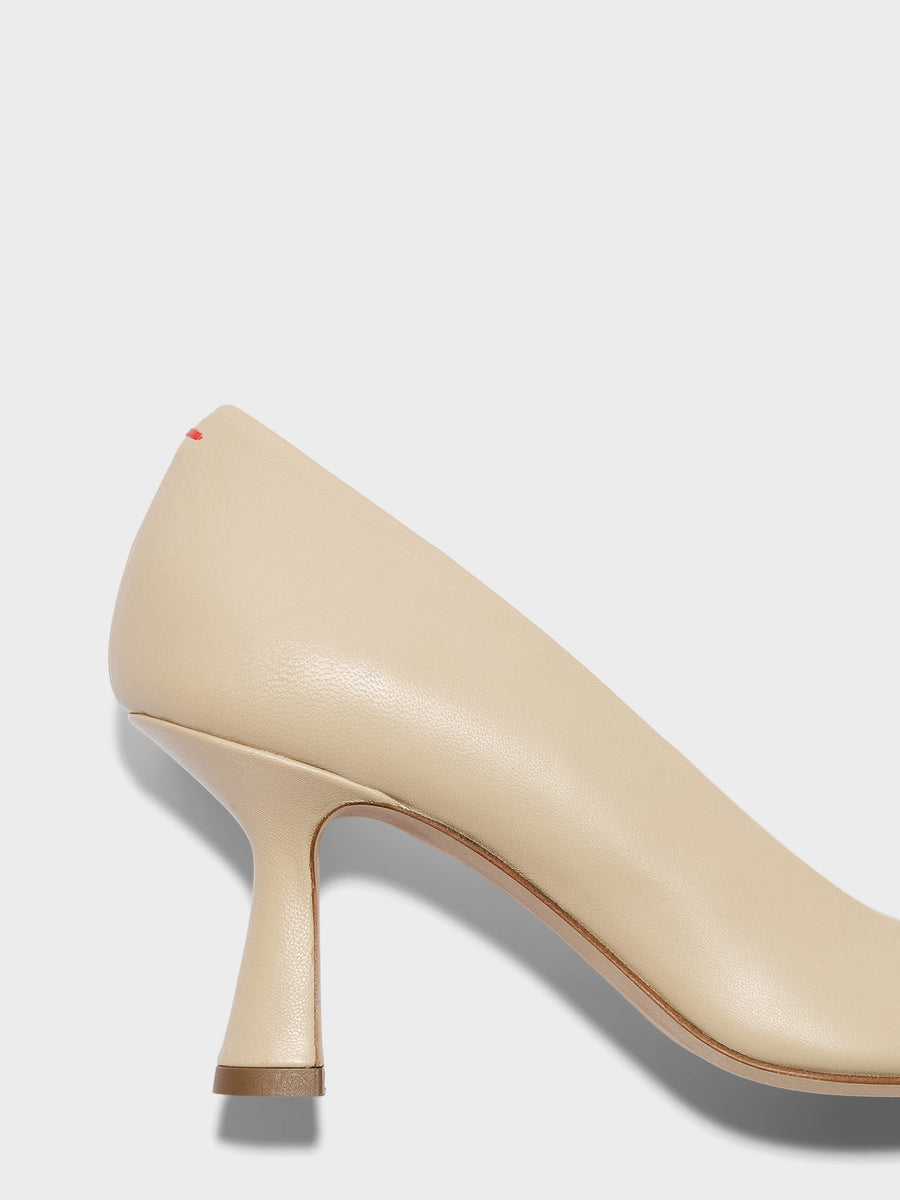 Aeyde | Zandra Leather Pumps for Women | Sand Nappa | Pointed Toe | High Heel | Heel Details