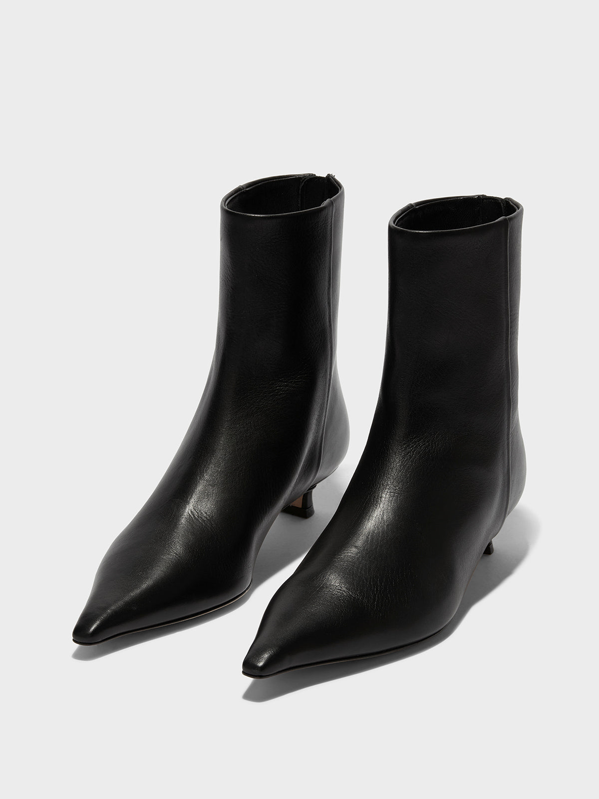 Aeyde | Zoe Leather Ankle Boots for Women | Black Calf | Square Toe | Low Heel | On Feet
