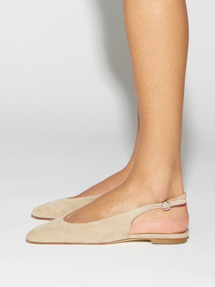 Aeyde | Amelia Leather Flats for Women | Sand Suede |  | Flat Heel | How to Style