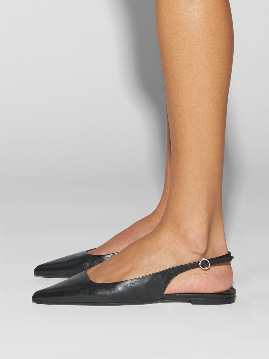 Aeyde | Annora Leather Flats for Women | Black Nappa | Pointed Toe | Flat Heel | How to Style