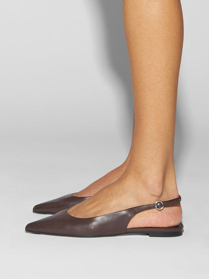 Aeyde | Annora Leather Flats for Women | Moka Nappa | Pointed Toe | Flat Heel | How to Style