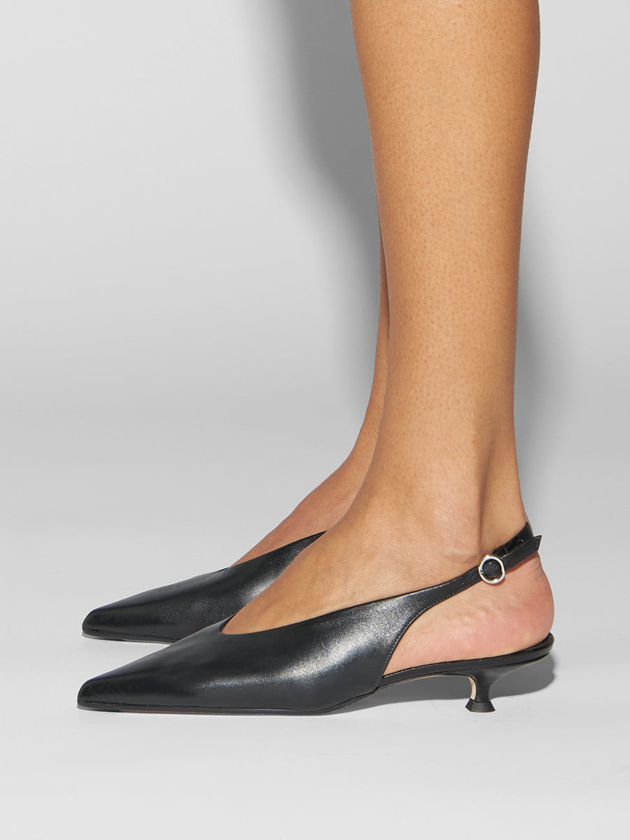 Aeyde | Camila Leather Pumps for Women | Black Nappa | Pointed Toe | Mid Heel | How to Style