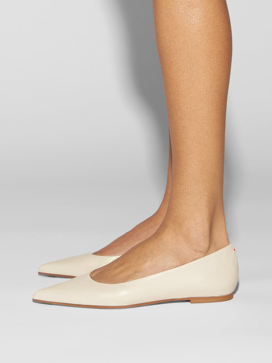 Aeyde | Cassy Leather Flats for Women | Creamy Nappa | Pointed Toe | Flat Heel | How to Style