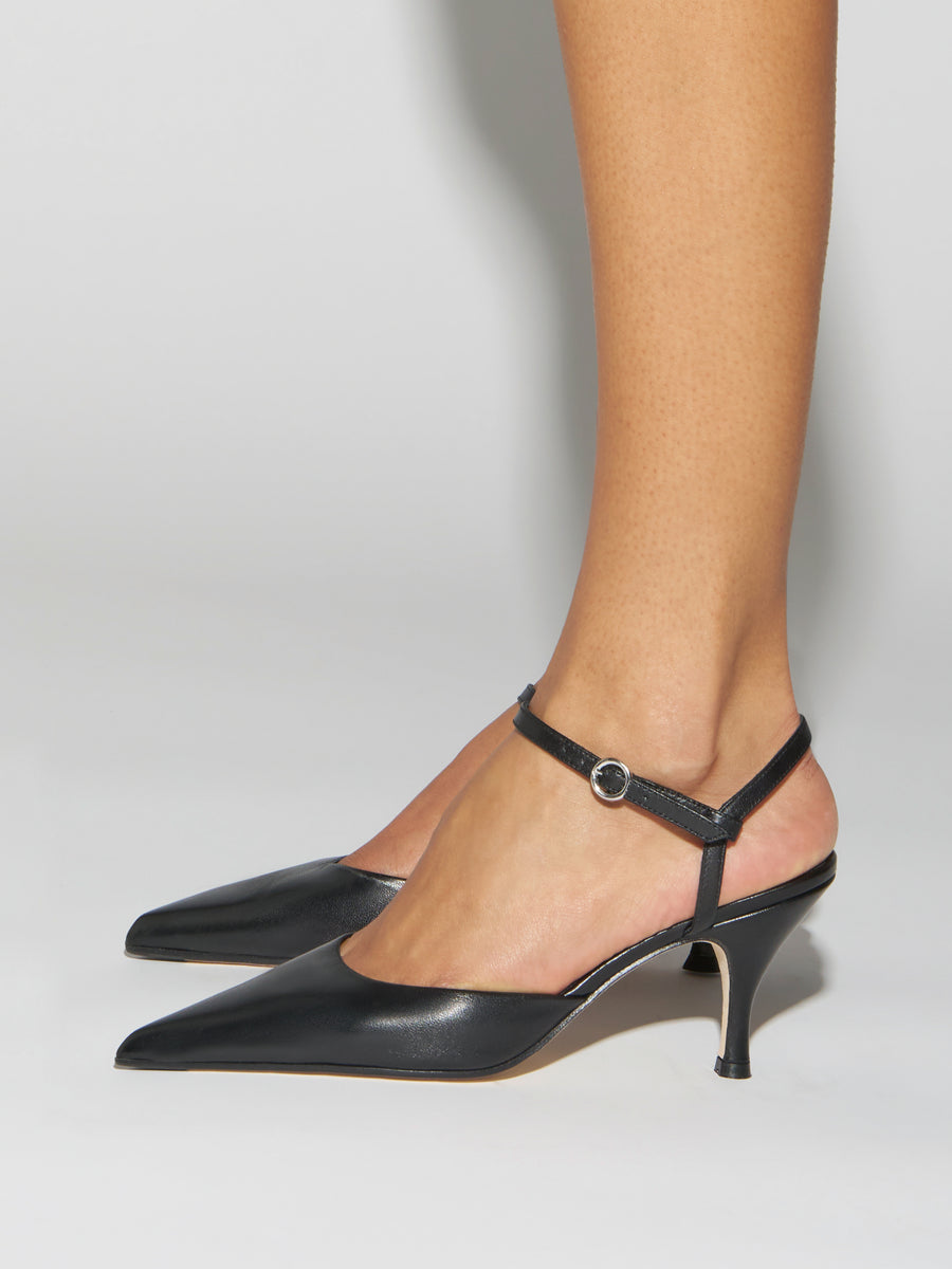 Aeyde | Catelyn Leather Pumps for Women | Black Nappa | Pointed Toe | High Heel | How to Style