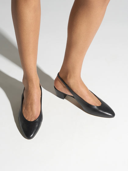 Aeyde | Celeste Leather Pumps for Women | Black Nappa |  | Mid Heel | On Feet