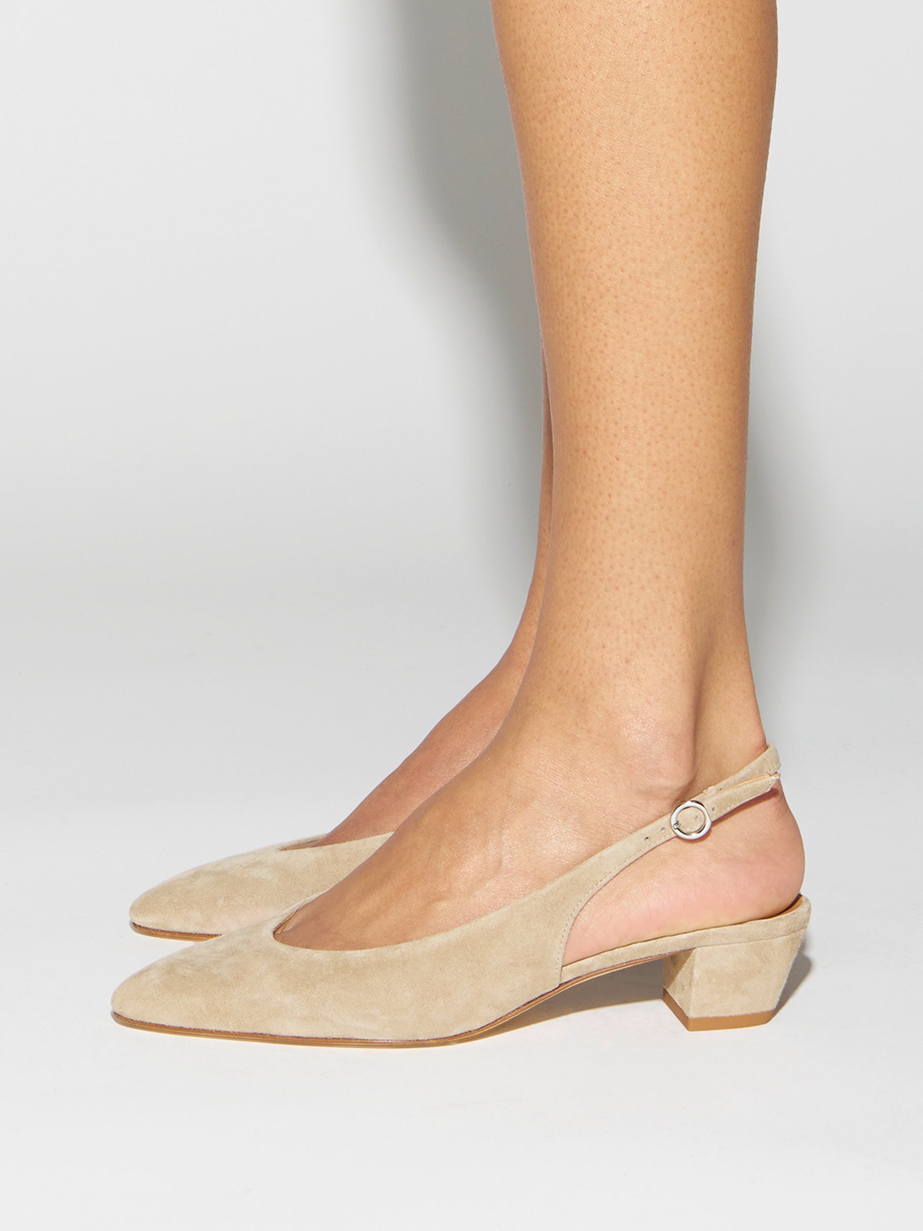 Aeyde | Celeste Leather Pumps for Women | Sand Suede |  | Mid Heel | How to Style