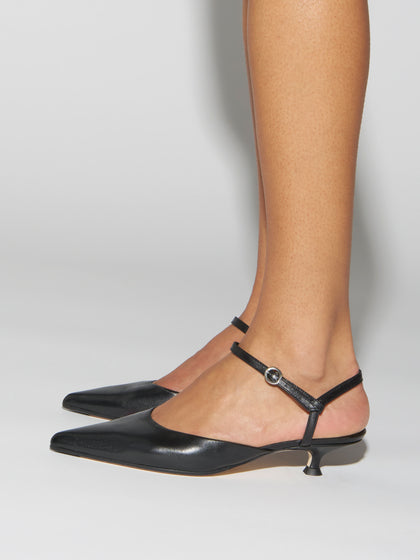 Aeyde | Colette Leather Pumps for Women | Black Nappa | Pointed Toe | Mid Heel | How to Style