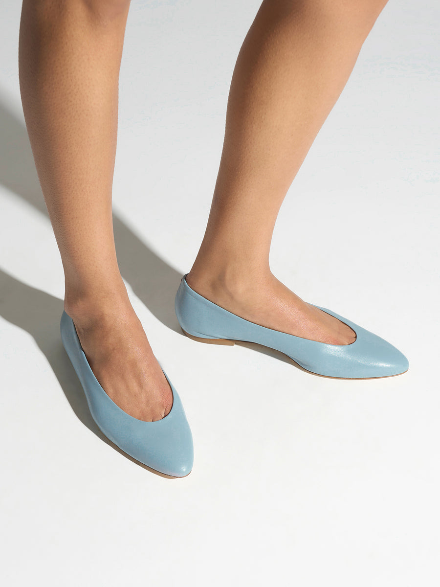 Aeyde | Ellie Leather Flats for Women | Glass Nappa |  | Flat Heel | On Feet