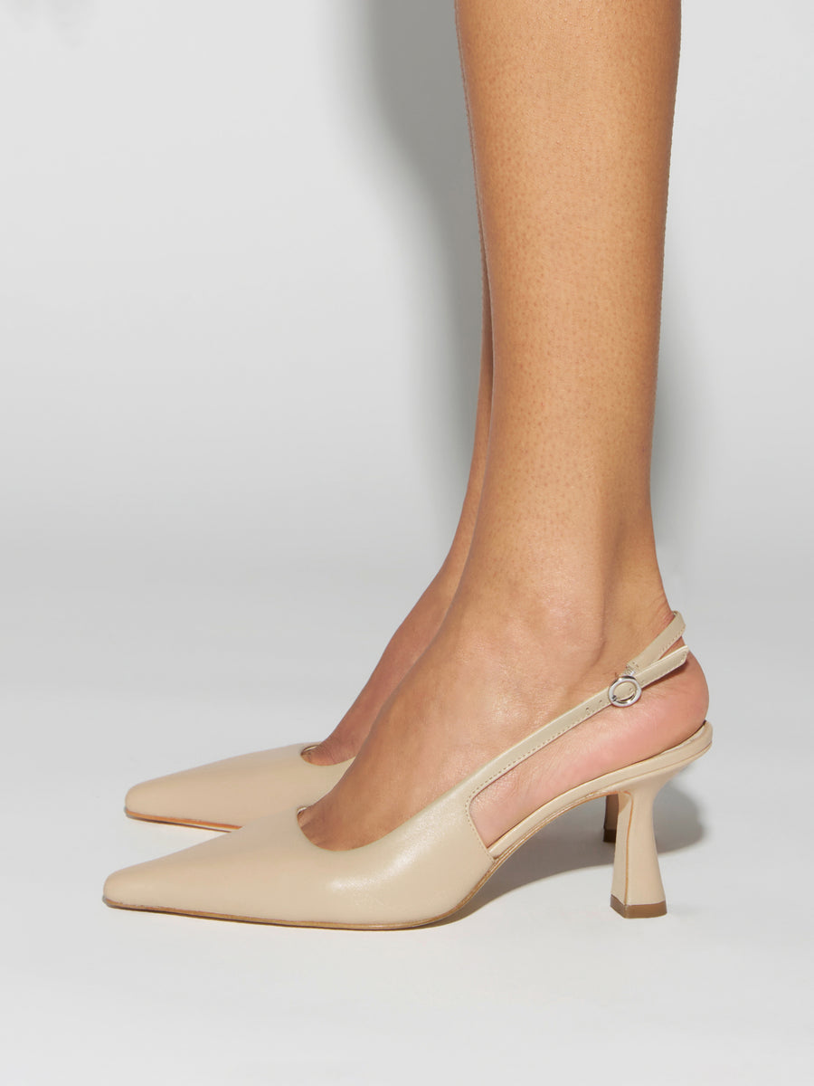 Aeyde | Fernanda Leather Pumps for Women | Sand Nappa | Pointed Toe | High Heel | How to Style