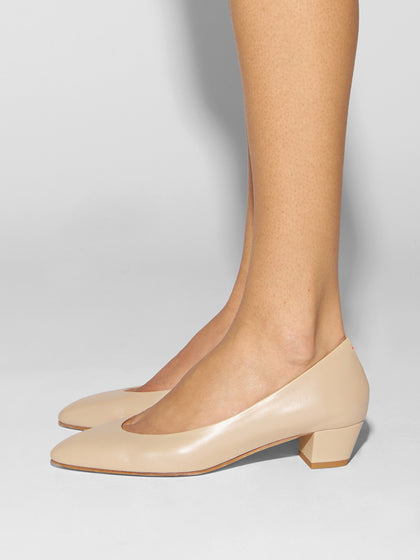 Aeyde | Helia Leather Pumps for Women | Sand Nappa |  | Low Heel | How to Style