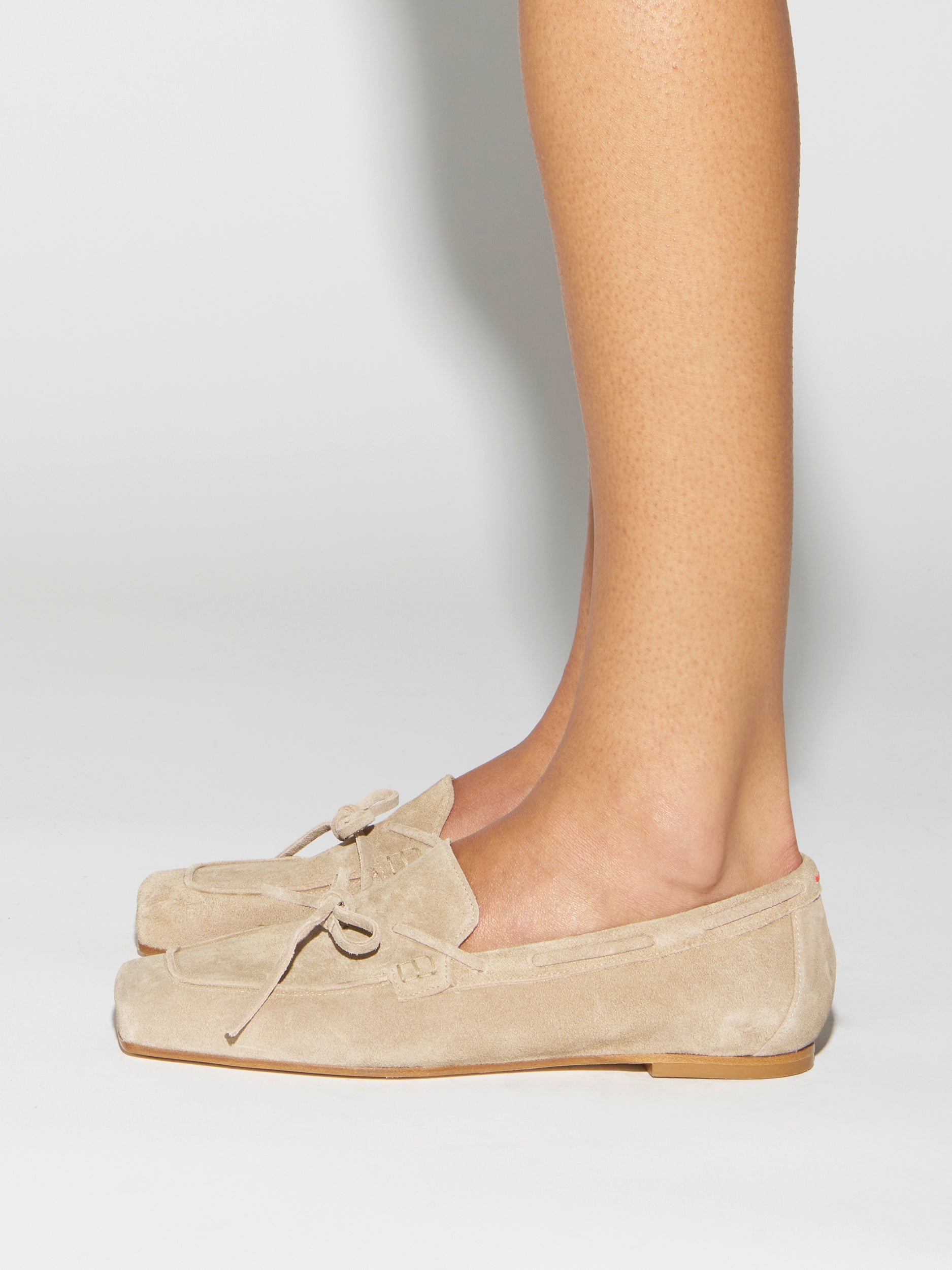 Aeyde | Jasper Leather Flats for Women | Sand Suede | Square Toe | Flat Heel | How to Style