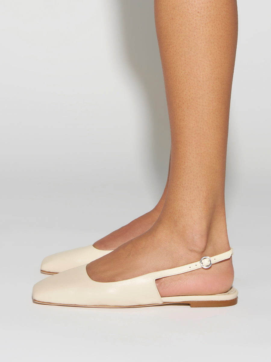 Aeyde | Liya Leather Flats for Women | Creamy Nappa | Square Toe | Flat Heel | How to Style