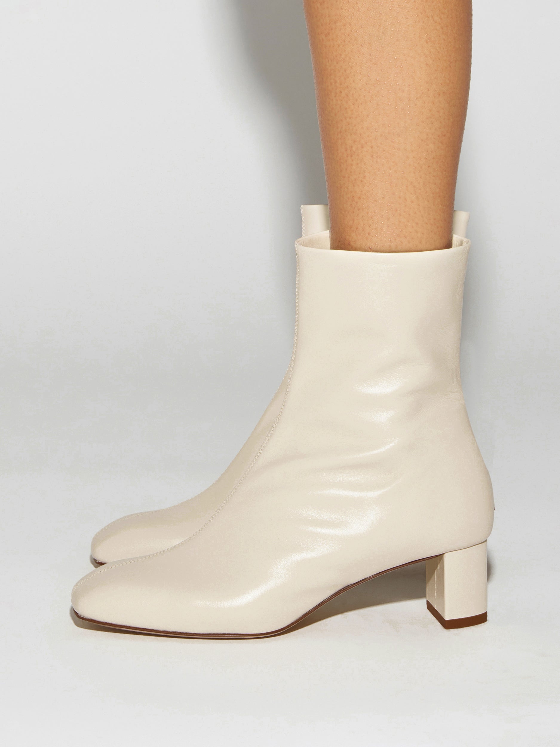 Aeyde | Millie Leather Ankle Boots for Women | Creamy Nappa | Square Toe | Low Heel | How to Style