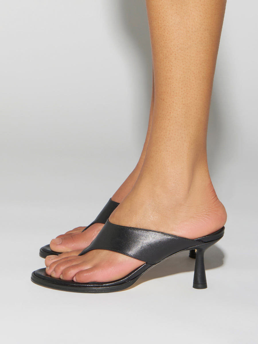 Aeyde | Olenna Leather Heeled Sandals for Women | Black Nappa | Round Toe | Mid Heel | How to Style