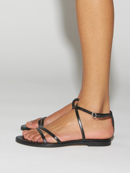 Aeyde | Rabea Leather Flat Sandals for Women | Black Nappa | Round Toe | Flat Heel | How to Style