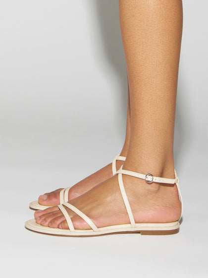 Aeyde | Rabea Leather Flat Sandals for Women | Creamy Nappa | Round Toe | Flat Heel | How to Style