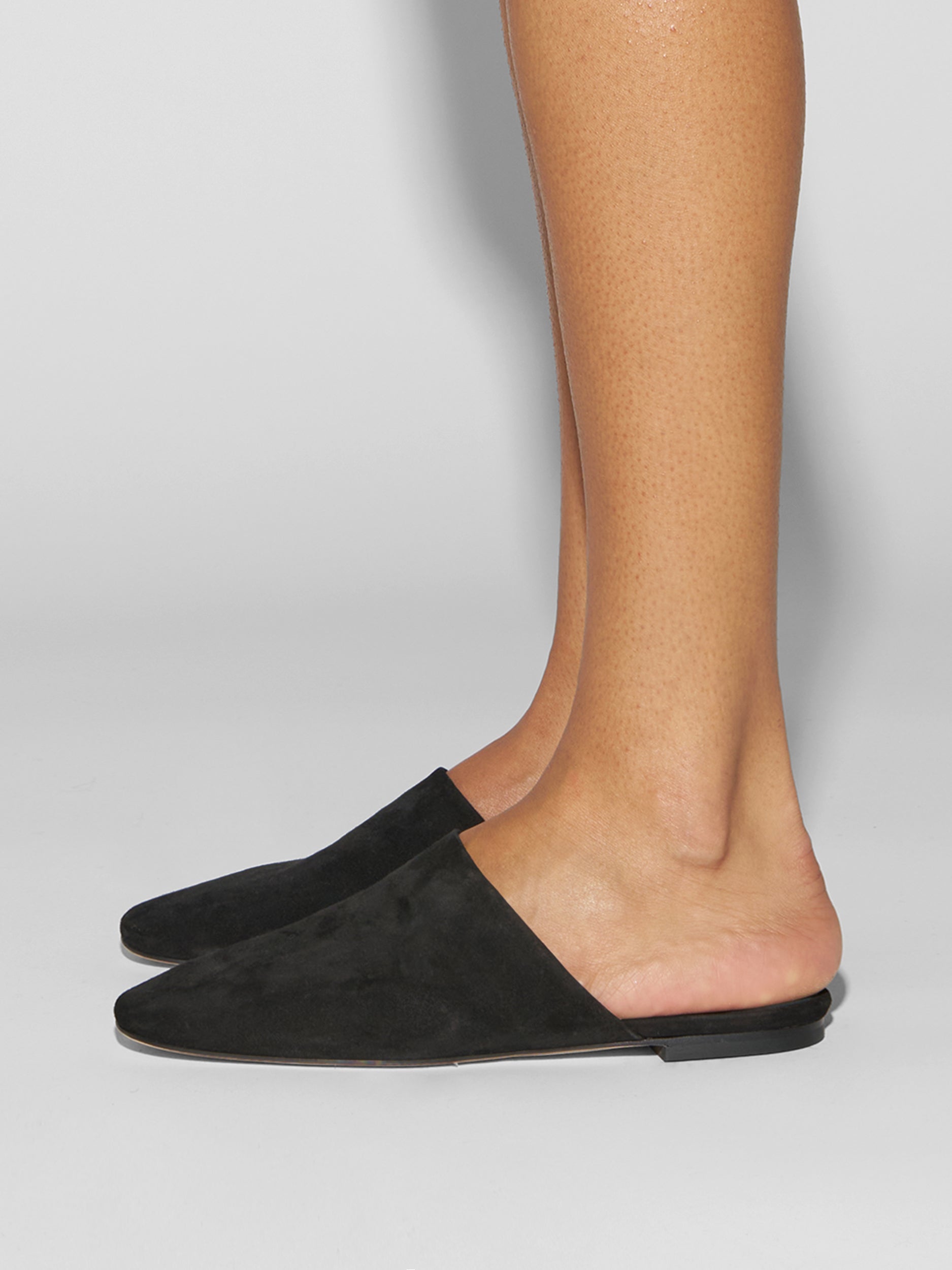 Aeyde | Rega Leather House Slippers for Women | Black Suede | Round Toe | Flat Heel | How to Style