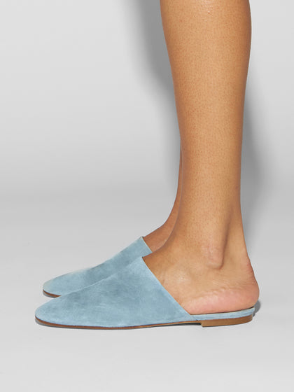 Aeyde | Rega Leather House Slippers for Women | Glass Suede | Round Toe | Flat Heel | How to Style