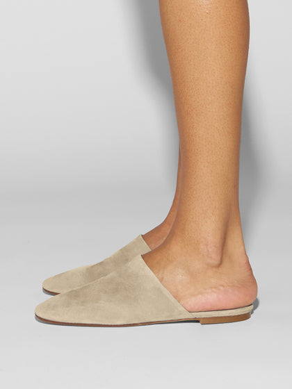 Aeyde | Rega Leather House Slippers for Women | Sand Suede | Round Toe | Flat Heel | How to Style