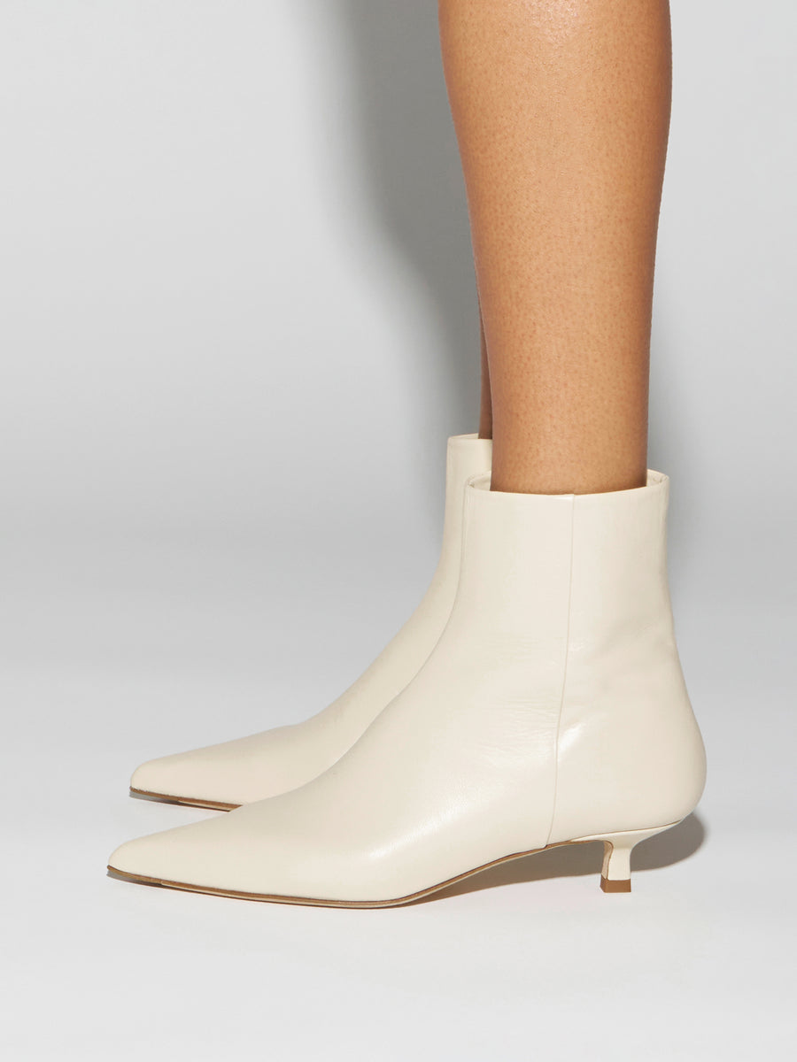 Aeyde | Sofie Leather Ankle Boots for Women | Creamy Nappa | Pointed Toe | Low Heel | How to Style