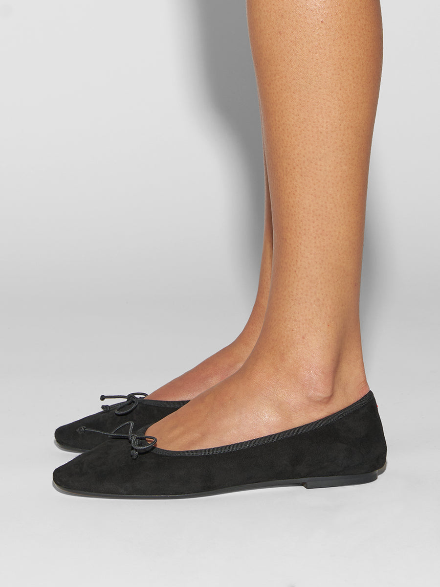 Aeyde | Tiby Leather Flats for Women | Black Suede | Round Toe | Flat Heel | How to Style