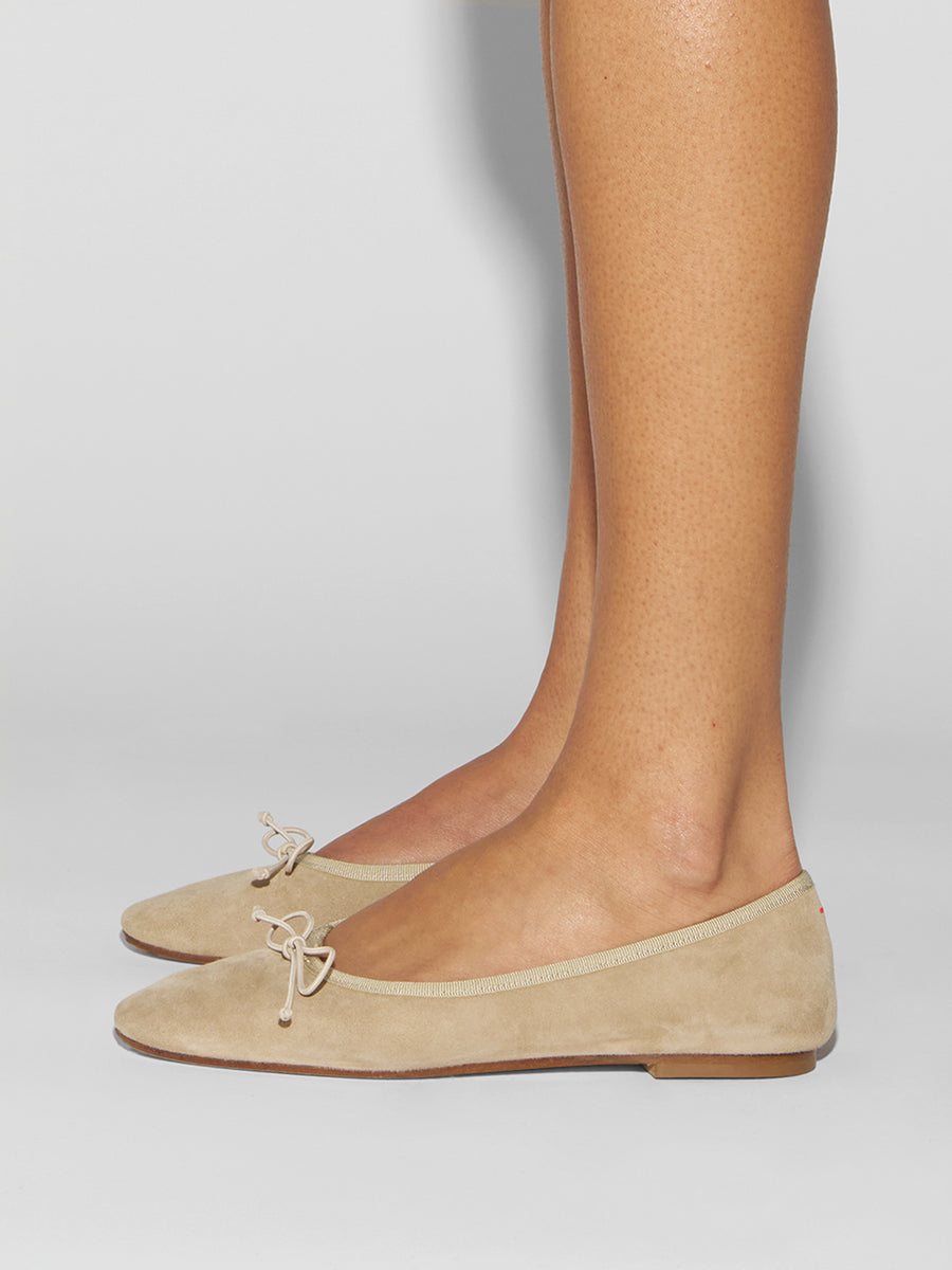 Aeyde | Tiby Leather Flats for Women | Sand Suede | Round Toe | Flat Heel | How to Style