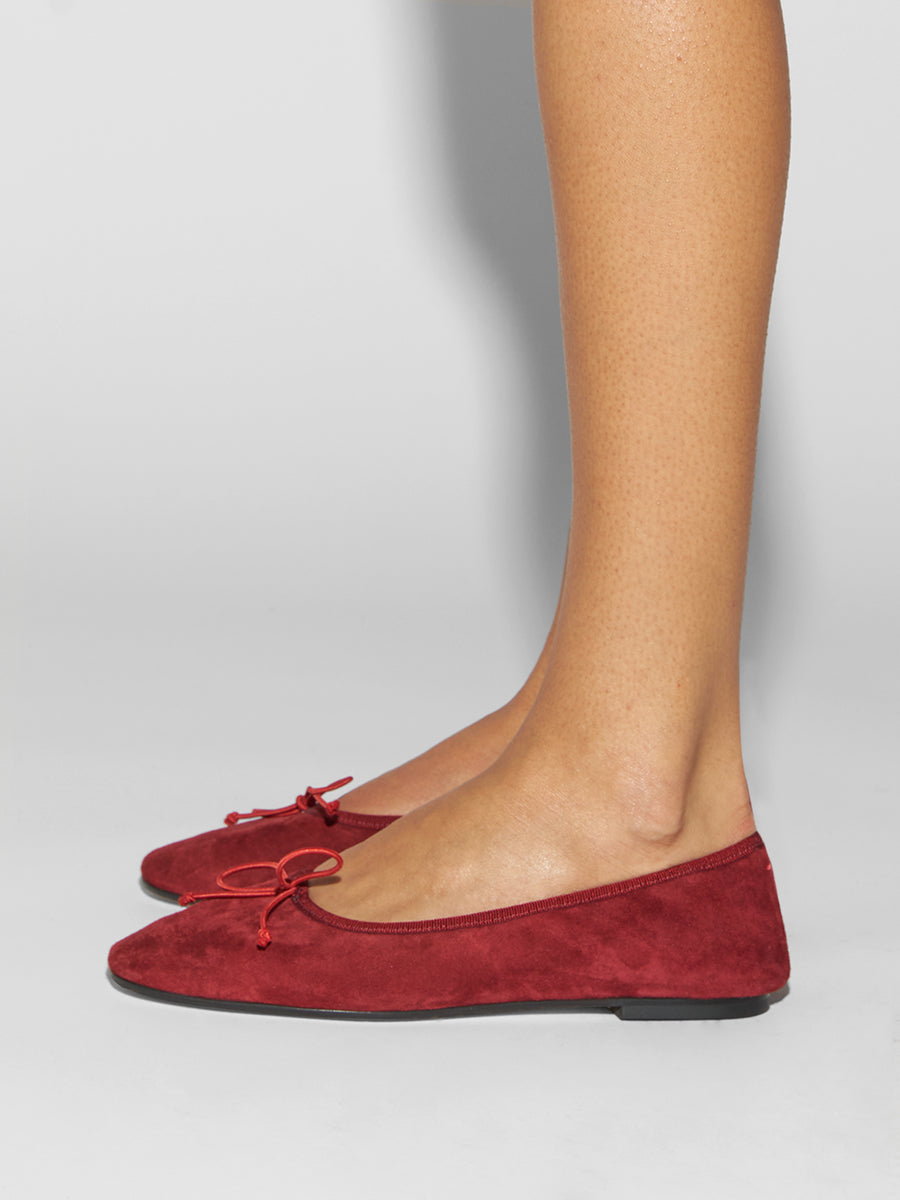 Aeyde | Tiby Leather Flats for Women | Scarlet Suede | Round Toe | Flat Heel | How to Style