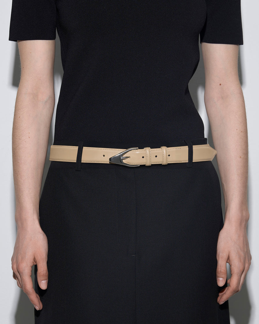 Aeyde | Abel Leather Belt for Women | Latte/Silver Calf | Luxury Materials | Handmade in Italy | How to Style