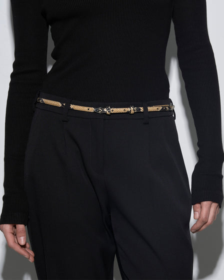 Aeyde | Alvy Leather Belt for Women | Hazelnut/Silver Snake | Luxury Materials | Handmade in Italy | How to Style