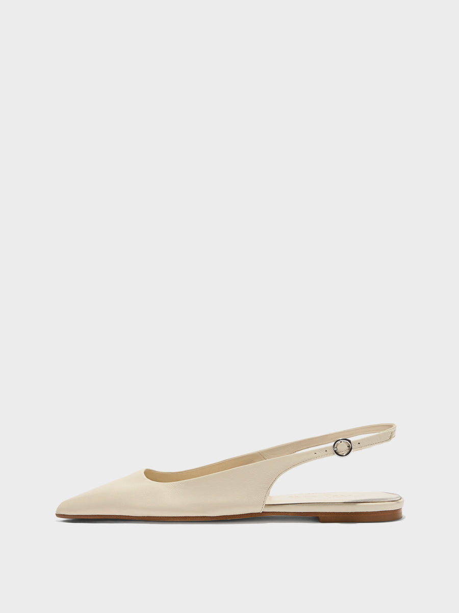 Aeyde | Annora Leather Flats for Women | Creamy Nappa | Pointed Toe | Flat Heel | Side View