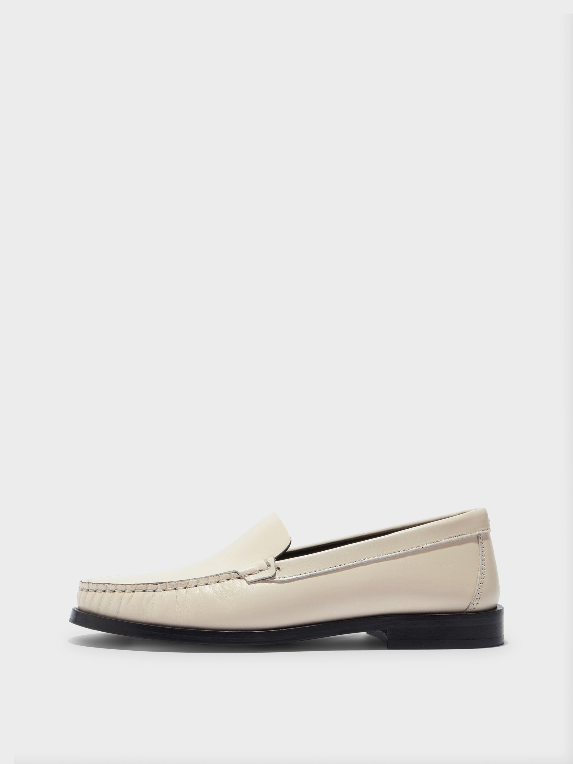 Aeyde | Arthur Leather Flats for Women | Creamy Calf | Round Toe | Flat Heel | Side View