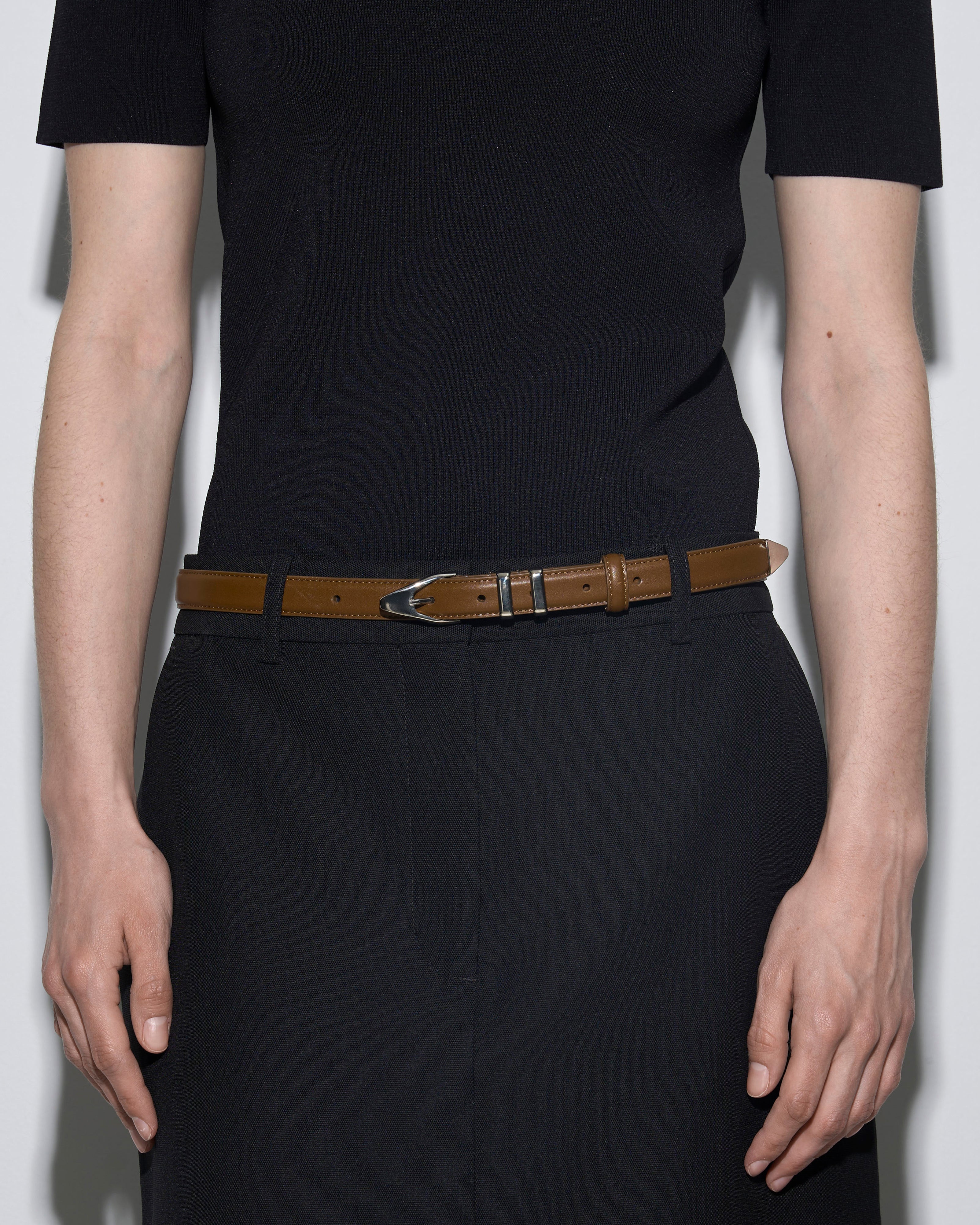 Aeyde | Avia Leather Belt for Women | Tobacco/Silver Calf | Luxury Materials | Handmade in Italy | How to Style